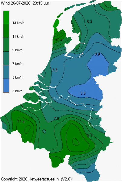 Actuele wind kaart