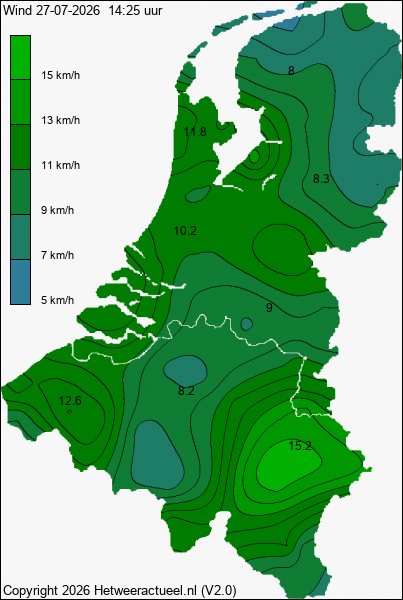 Actuele wind kaart