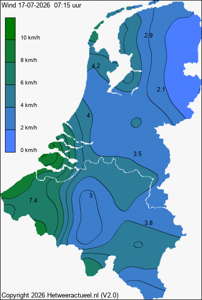 Actuele wind kaart