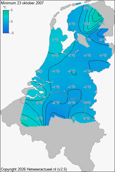Minimum temperatuur 23 oktober 2007