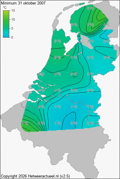 Minimum temperatuur 31 oktober 2007