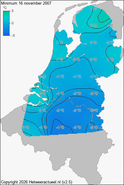 Minimum temperatuur 16 november 2007