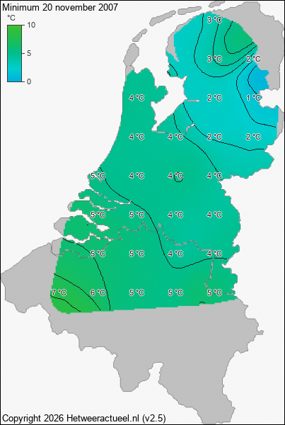 Minimum temperatuur 20 november 2007