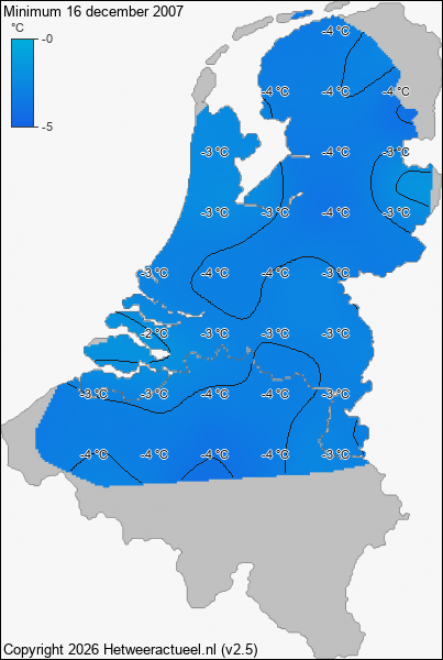 Minimum temperatuur 16 december 2007