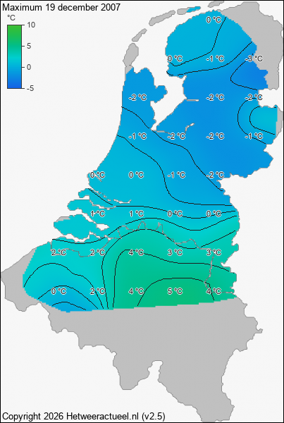 Maximum temperatuur 19 december 2007