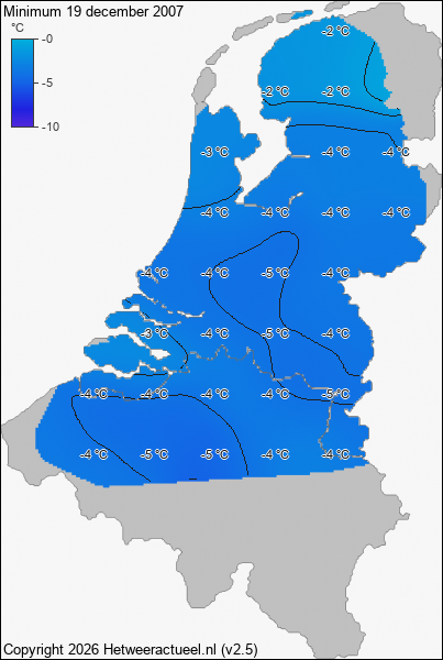 Minimum temperatuur 19 december 2007