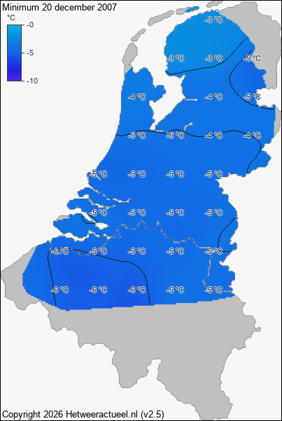 Minimum temperatuur 20 december 2007