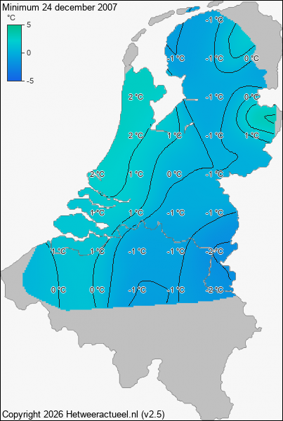Minimum temperatuur 24 december 2007