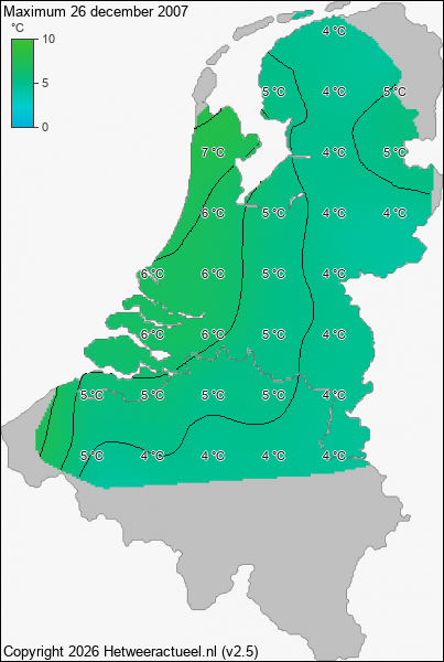 Maximum temperatuur 26 december 2007