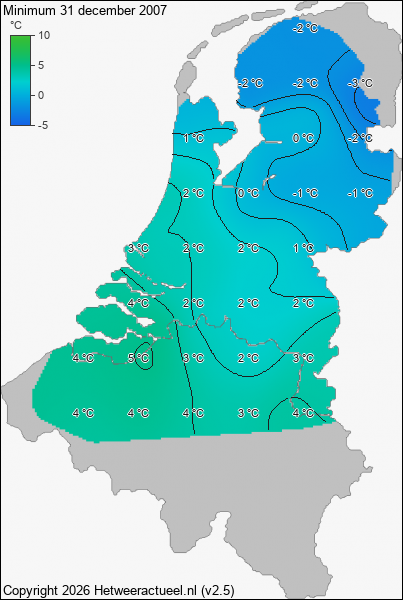 Minimum temperatuur 31 december 2007