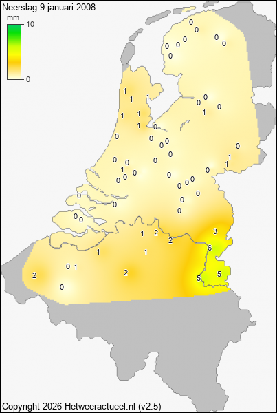 Neerslag 9 januari 2008
