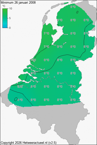 Minimum temperatuur 26 januari 2008