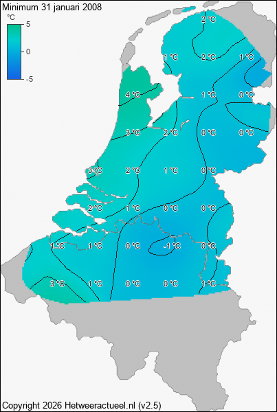 Minimum temperatuur 31 januari 2008
