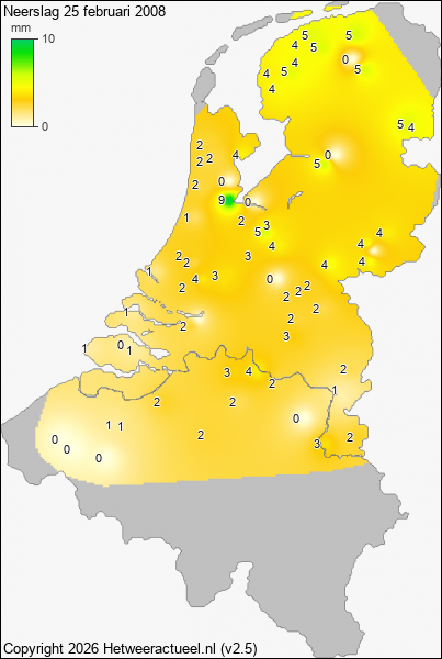 Neerslag 25 februari 2008