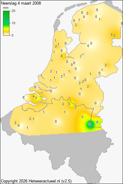 Neerslag 4 maart 2008