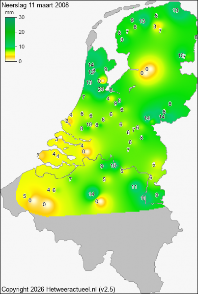 Neerslag 11 maart 2008