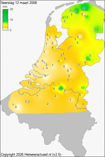 Neerslag 12 maart 2008