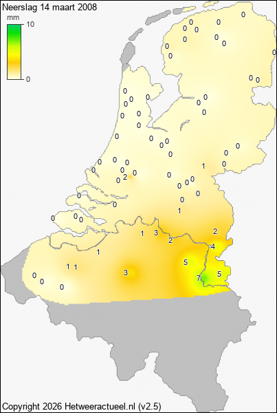 Neerslag 14 maart 2008
