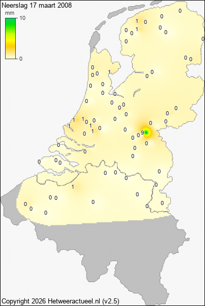 Neerslag 17 maart 2008