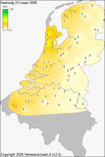 Neerslag 23 maart 2008