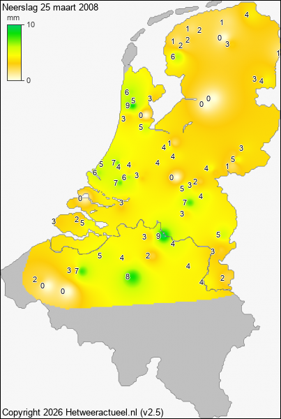 Neerslag 25 maart 2008