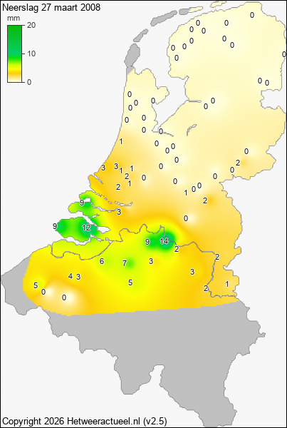 Neerslag 27 maart 2008