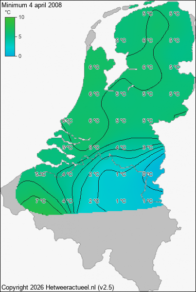 Minimum temperatuur 4 april 2008
