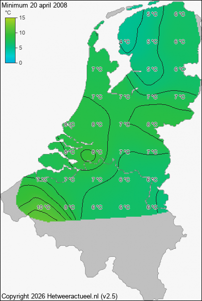 Minimum temperatuur 20 april 2008