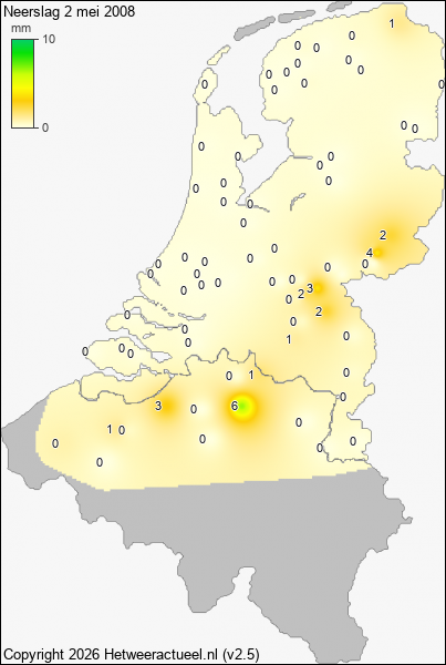 Neerslag 2 mei 2008