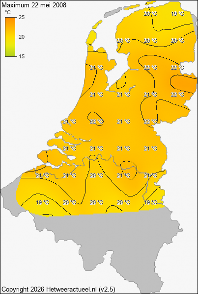 Maximum temperatuur 22 mei 2008