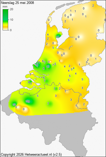 Neerslag 25 mei 2008