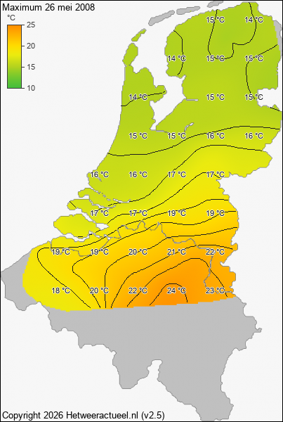 Maximum temperatuur 26 mei 2008