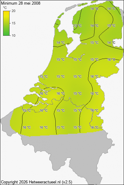 Minimum temperatuur 28 mei 2008