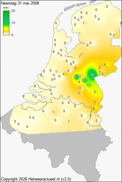 Neerslag 31 mei 2008
