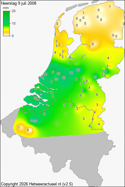 Neerslag 9 juli 2008