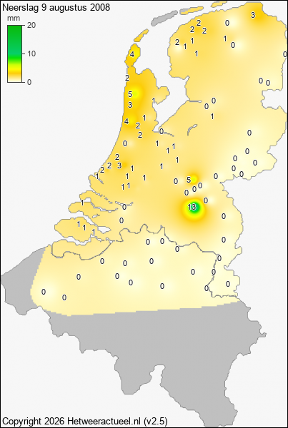 Neerslag 9 augustus 2008