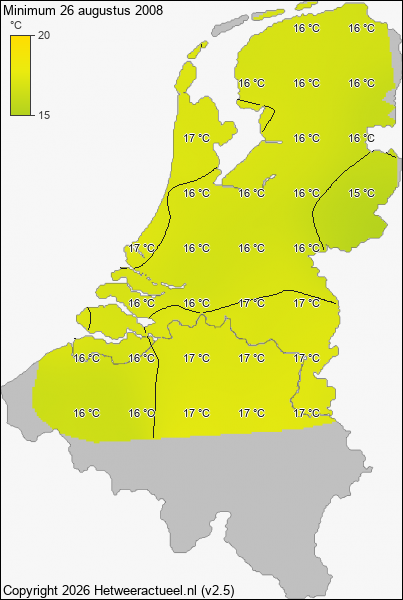 Minimum temperatuur 26 augustus 2008