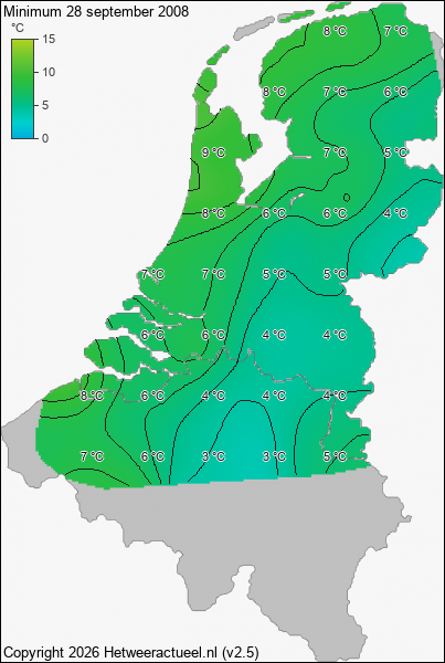 Minimum temperatuur 28 september 2008