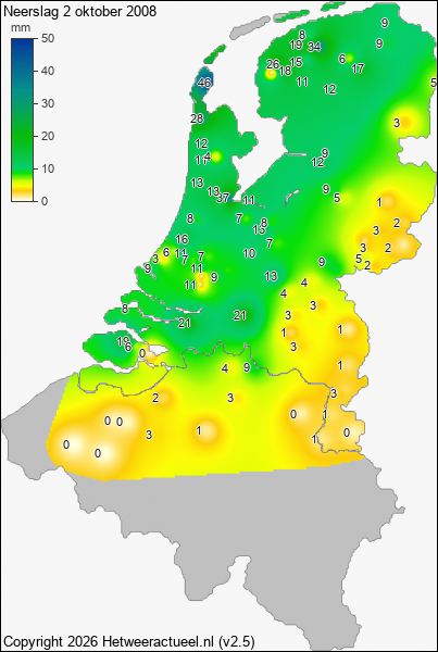 Neerslag 2 oktober 2008