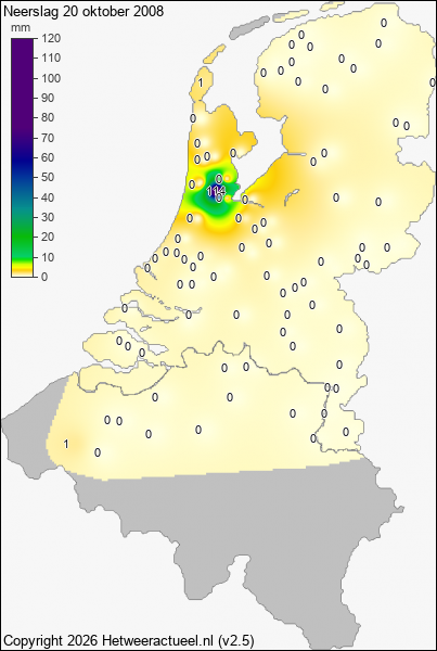 Neerslag 20 oktober 2008