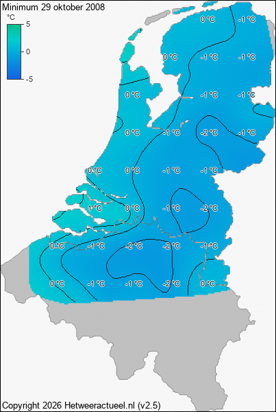 Minimum temperatuur 29 oktober 2008