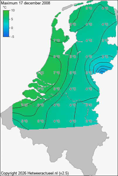 Maximum temperatuur 17 december 2008