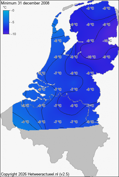 Minimum temperatuur 31 december 2008