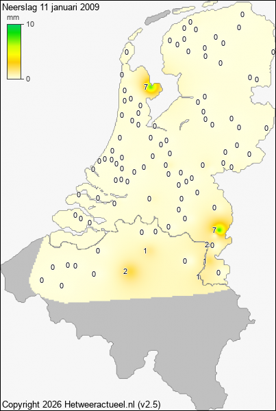 Neerslag 11 januari 2009