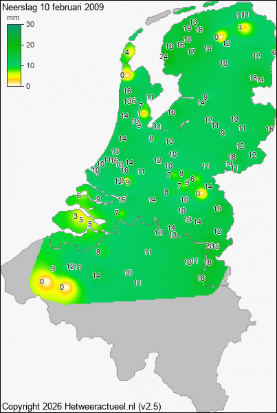 Neerslag 10 februari 2009