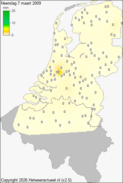 Neerslag 7 maart 2009