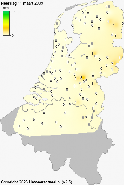 Neerslag 11 maart 2009