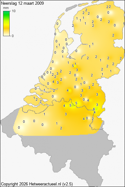Neerslag 12 maart 2009