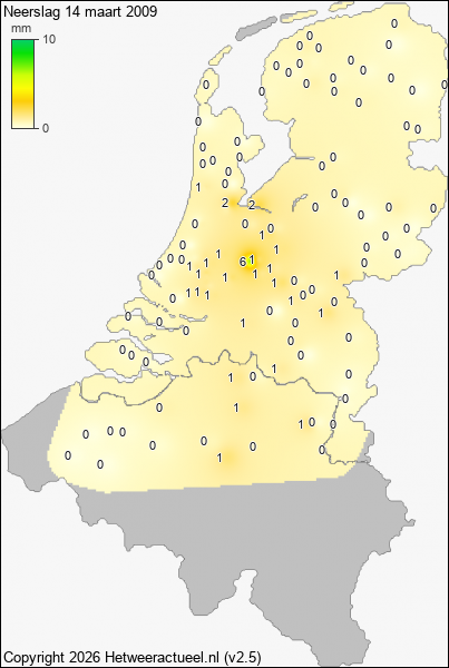 Neerslag 14 maart 2009