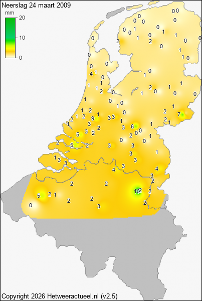 Neerslag 24 maart 2009